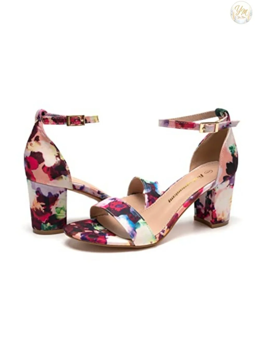 Chunky Heeled Sandals Women's Two Strap Open Toe Ankle Strap PU
